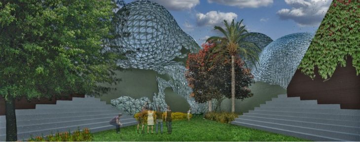 The entrance to the Biodomes.