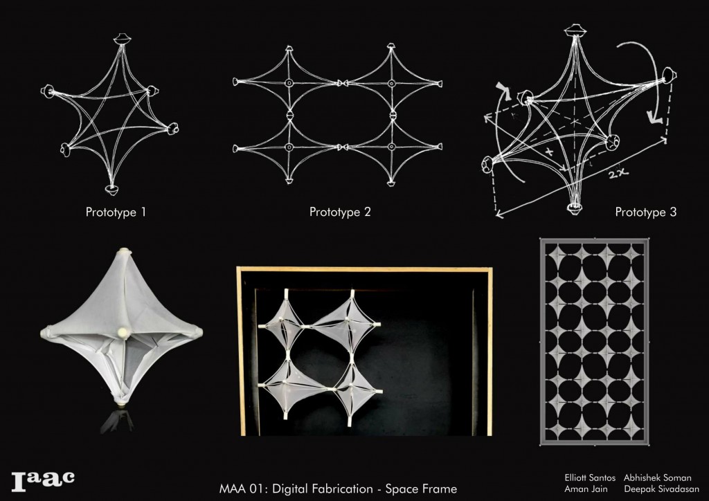Space frame design using 3D printed joinery and fiberglass rods
