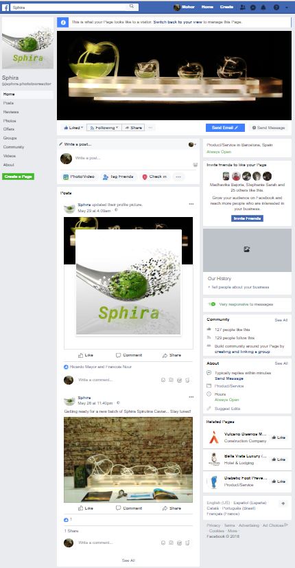 Sphira presence on FaceBook