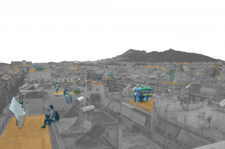 terrATHa, athens, terrace, rooftop, bike, collage