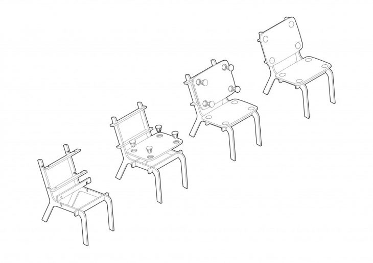 misilla, MAEBB, IAAC, Dafni Vakalopoulou, chair, 2020-2021, 3D printed joints, plywood