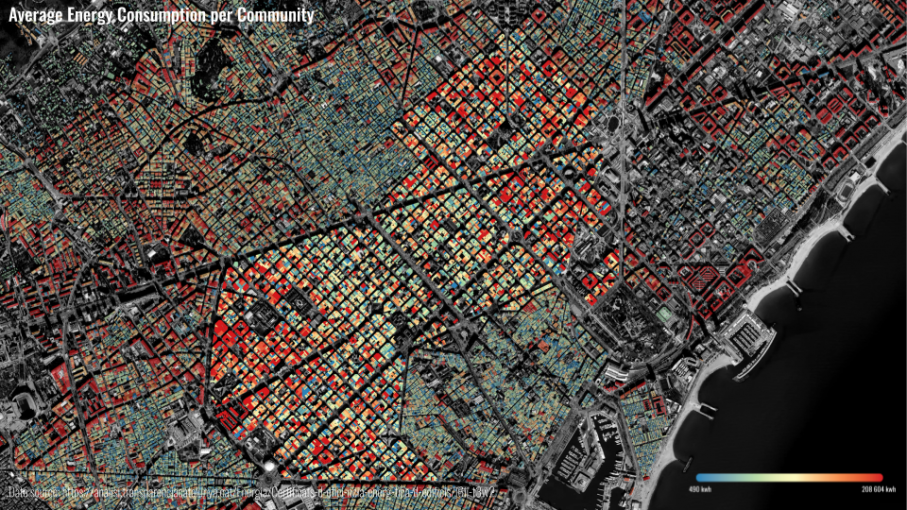 Map Barcelona, Eixample consumption per community