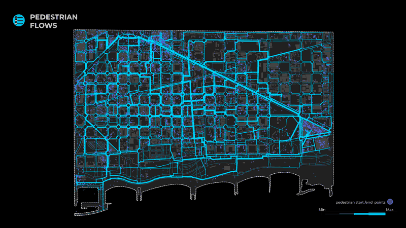 Pedestrian, vehicle, bike flows maps