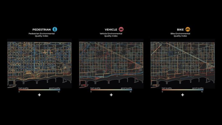 Pedestrian, vehicle, bike indexes - maps